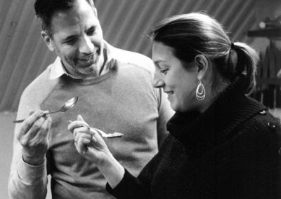 Yotam and Sarah tasting, Ottolenghi's, Camden NW1