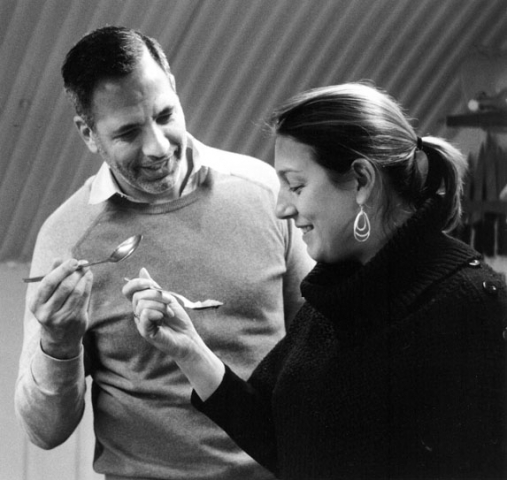 Yotam and Sarah tasting, Ottolenghi's, Camden NW1