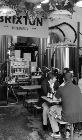 Saturday drinkers, Brixton Brewery, Station Road, Brixton SW9