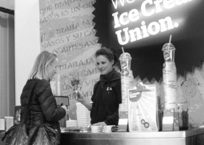 Sara serving cornets, The Ice Cream Union, St James' Road, Bermondsey SE16