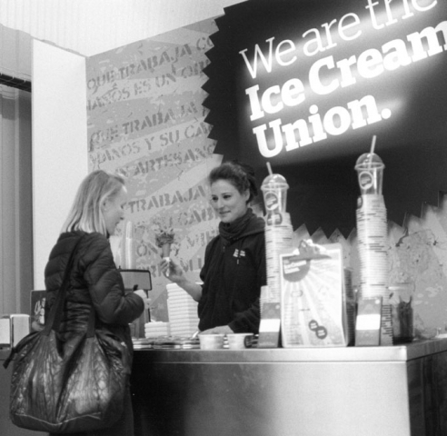 Sara serving cornets, The Ice Cream Union, St James' Road, Bermondsey SE16