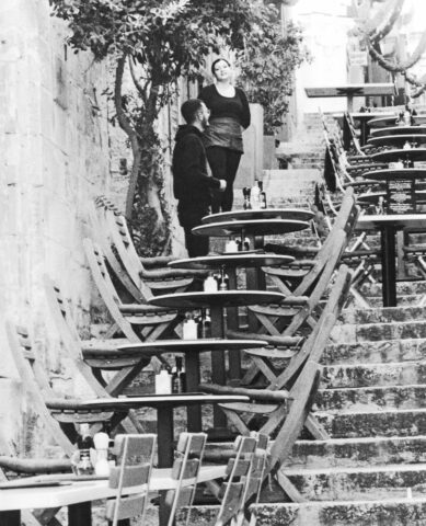 Café on the steps, Valetta, Malta