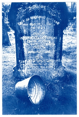 English Idioms: he's Kicked the Bucket (Cyanotype photocomposite)