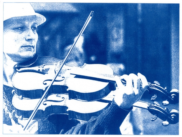 English Idioms: Playing Second Fiddle (Cyanotype photocomposite)