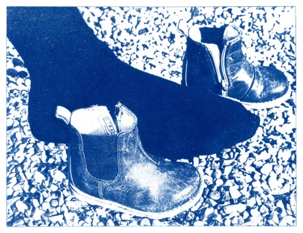 English Idioms: ...too big for his Boots. (Cyanotype photocomposite)
