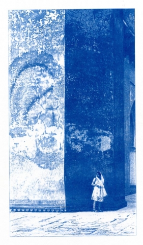 English Idioms: the Walls have Ears (Cyanotype photocomposite)